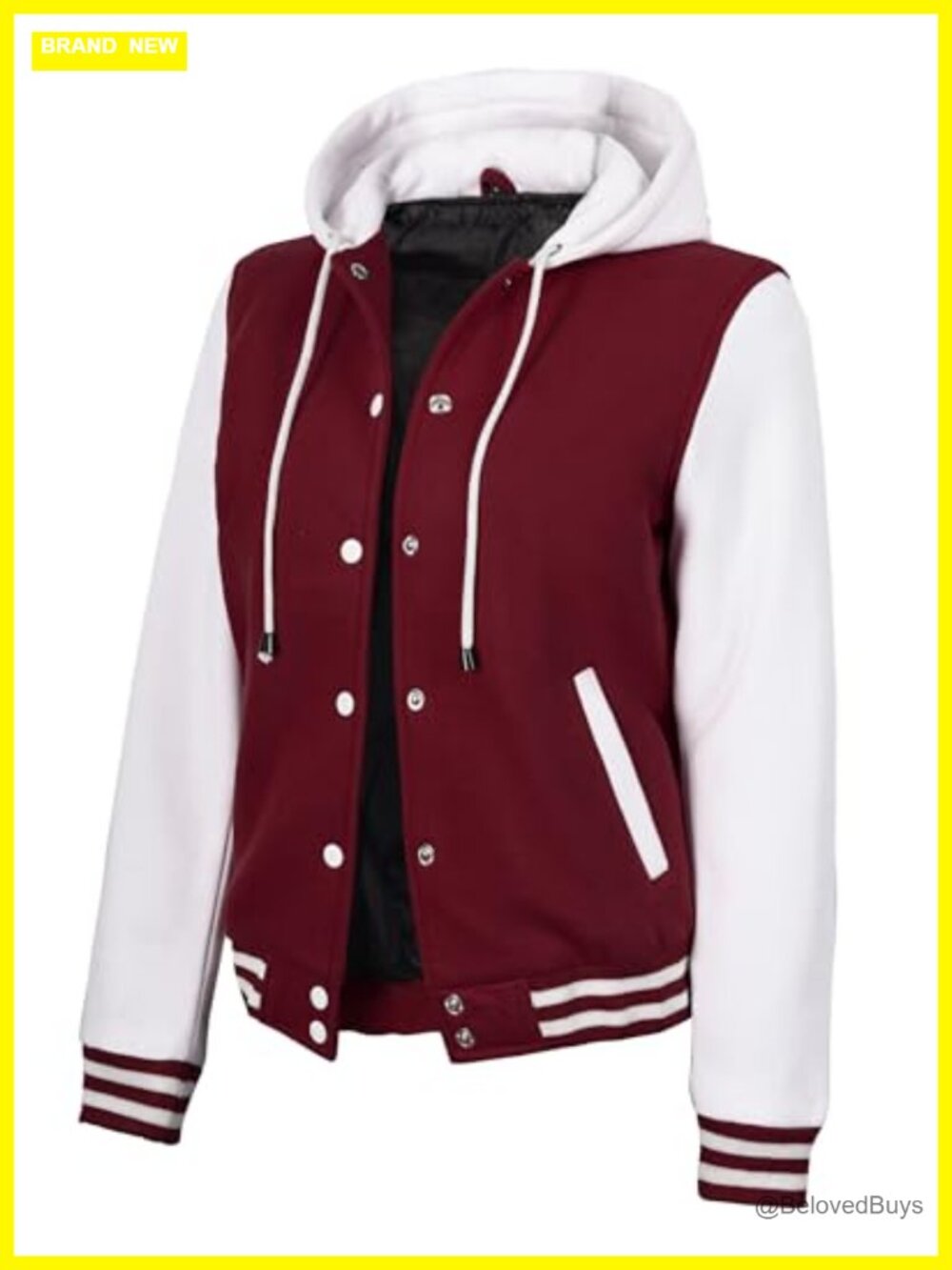 Fleece-Lined Hooded Varsity Jacket Letterman Bomber